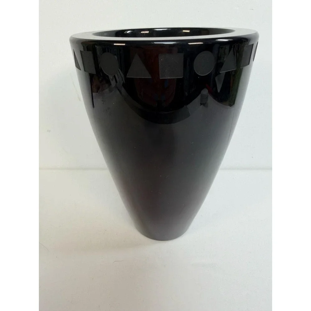 Sasaki Ward Bennett 24% Lead Crystal Black Sengai Vase 6.5